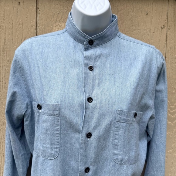 Vintage 70s Sears Women’s Cotton Long Sleeve Button-Up Embroidered Cranes S - Picture 3 of 9